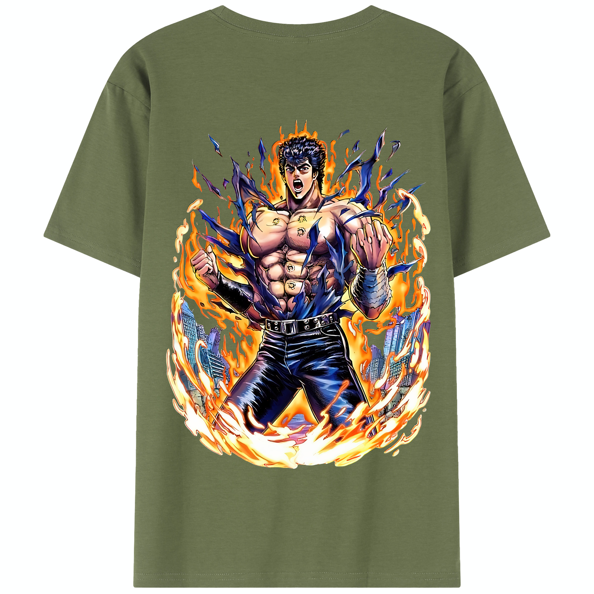 （画像用） 北斗の拳 Fist of the North Star 綿100％半袖Tシャツ（背面プリント）